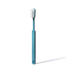 BROSSE À DENTS TÊTE RECHARGEABLE EN BIOPLASTIQUE - TURQUOISE - POILS SOUPLES - Fabriqué en France